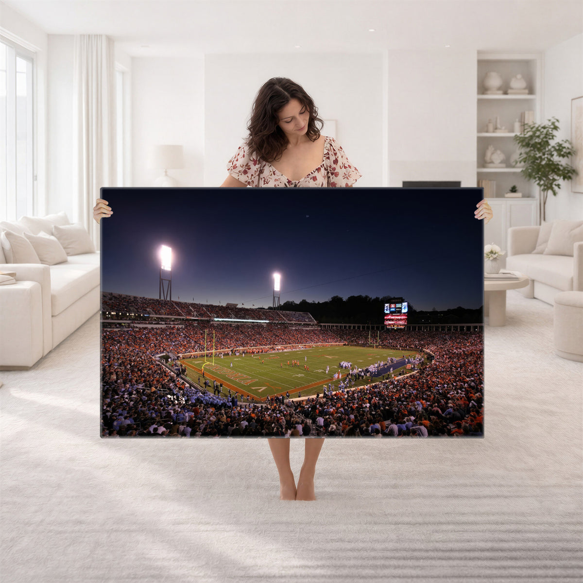69378-MGV-CV-36X24 - Virginia Cavaliers Football Team Print - Charlottesville Scott Stadium Canvas Print Wall Art