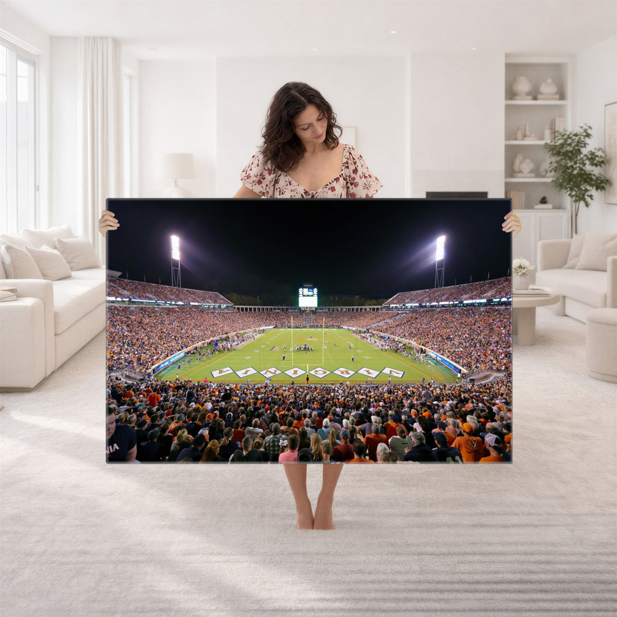 98441-MGV-CV-36X24 - Virginia Cavaliers Football Team Print - Charlottesville Scott Stadium Wall Art Canvas Print