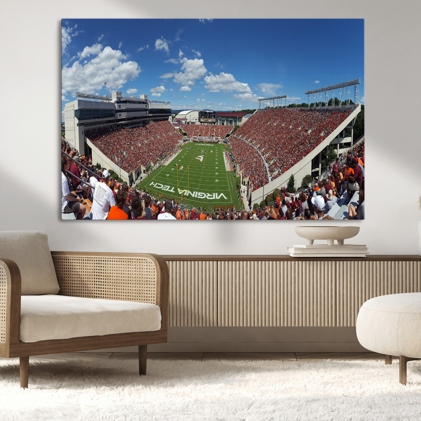 MGV-CV-36X24 - Virginia Tech Hokies Football Team Print - Blacksburg Lane Stadium Wall Art Canvas Print