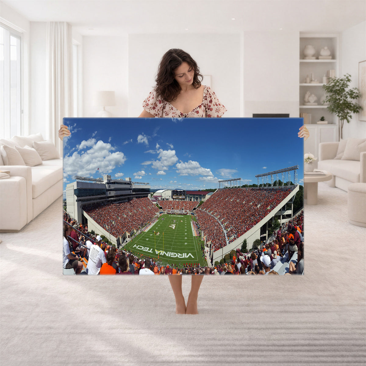 87769-MGV-CV-36X24 - Virginia Tech Hokies Football Team Print - Blacksburg Lane Stadium Wall Art Canvas Print