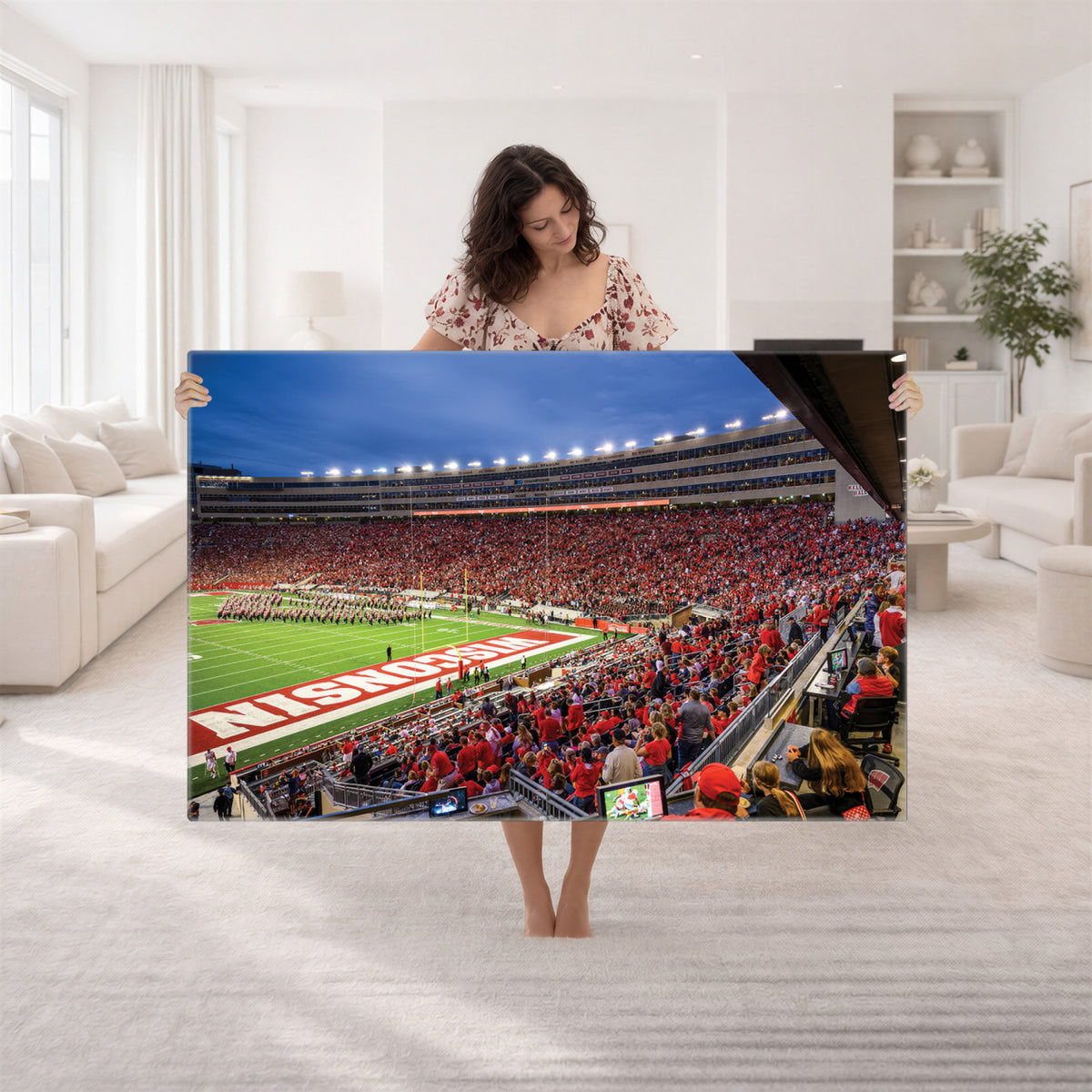 57601-MGV-CV-36X24 - Wisconsin Badgers Football Team Print - Madison Camp Randall Stadium Wall Art, Wisconsin Badgers