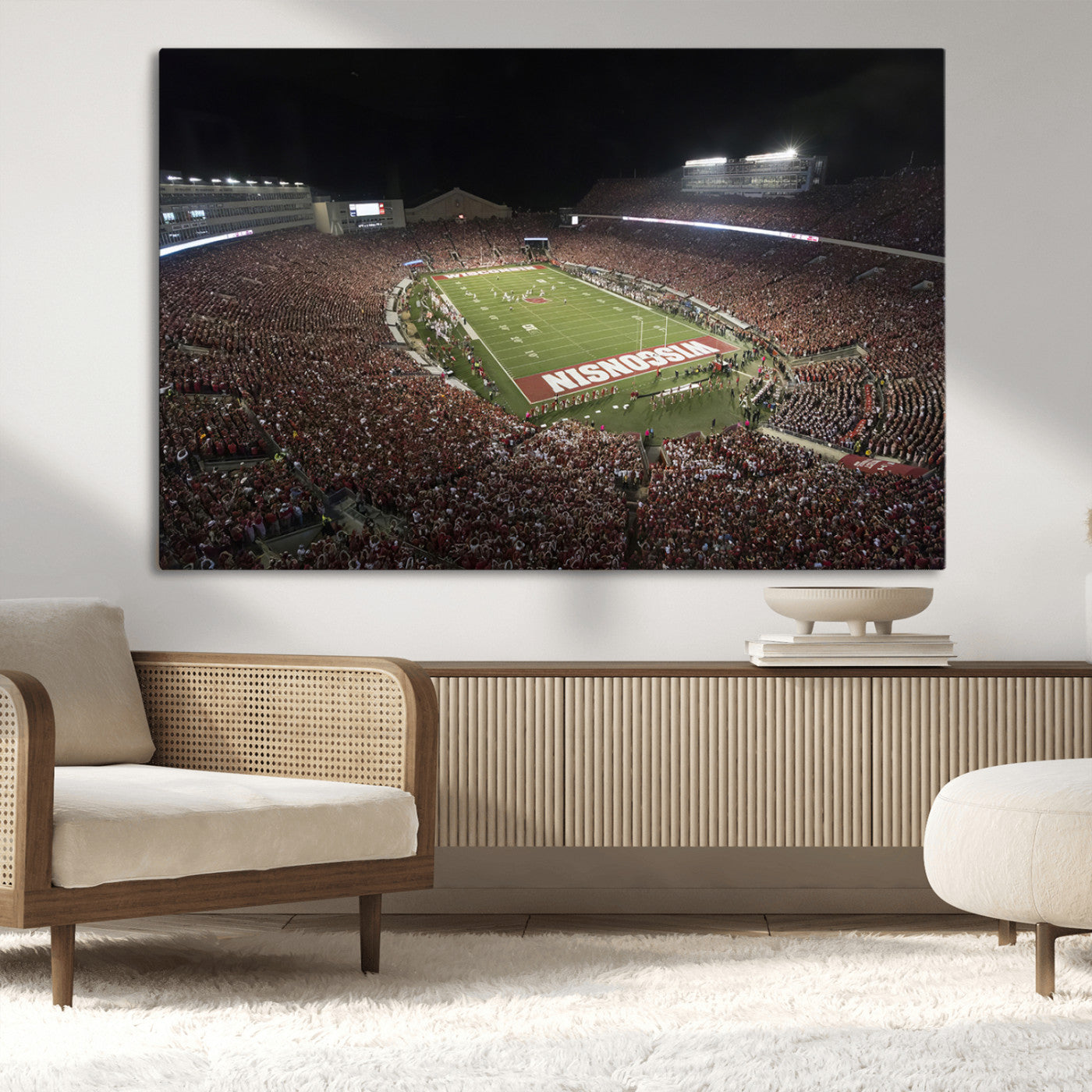 MGV-CV-36X24 - Wisconsin Badgers Football Team Print - Madison Camp Randall Stadium Wall Art Canvas Print