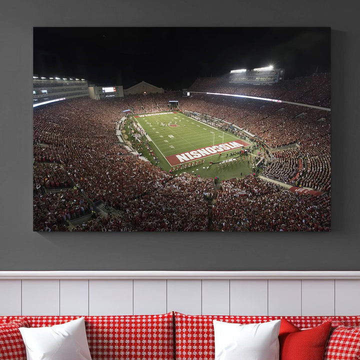 Wisconsin Badgers Football Team Print - Madison Camp Randall Stadium Wall Art Canvas Print