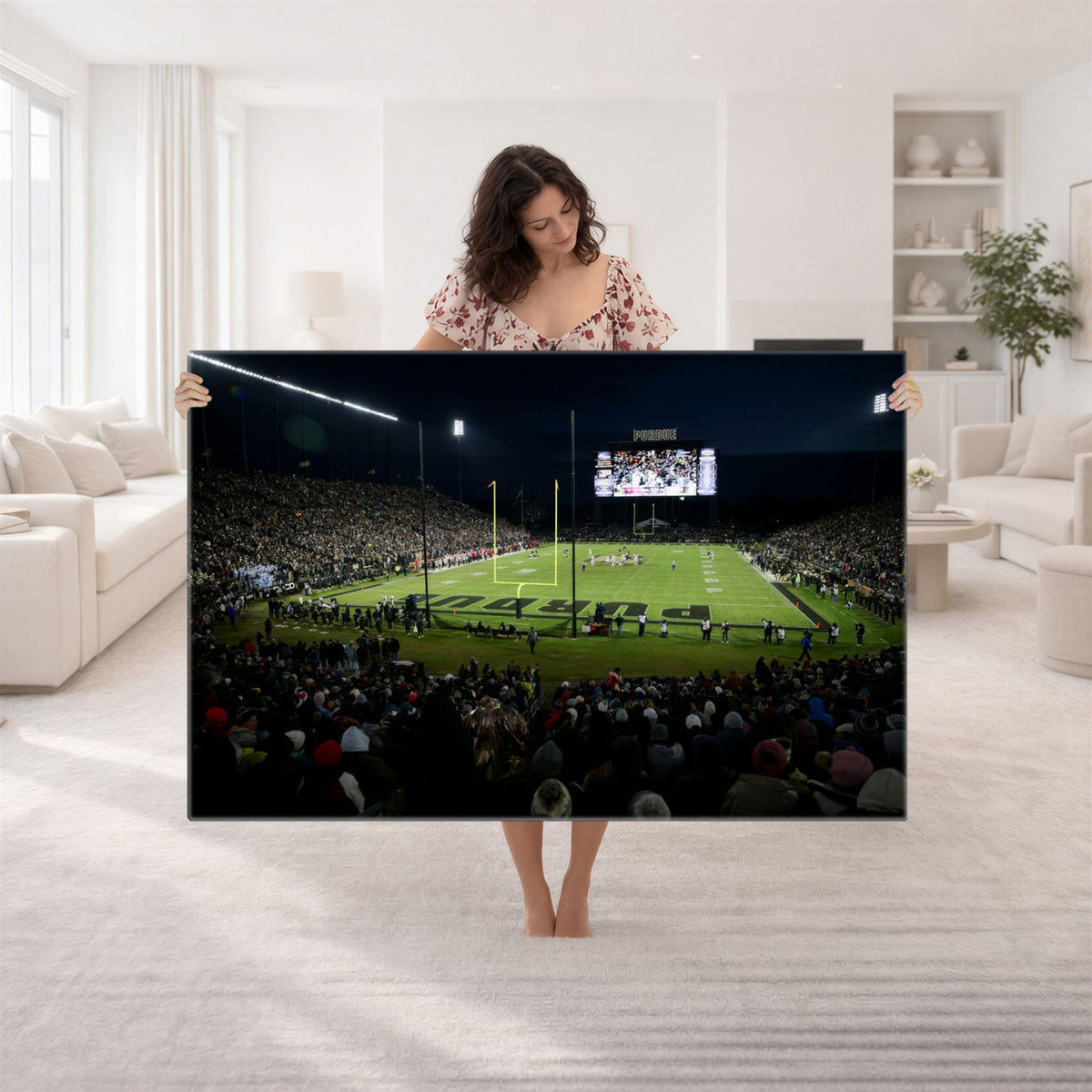 60140-MGV-CV-36X24 - Purdue Boilermakers Football Team Print - West Lafayette Ross–Ade Stadium Wall Art Canvas Print