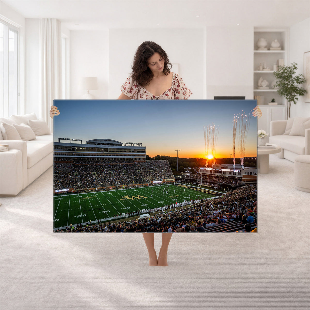 29253-MGV-CV-36X24 - Demon Deacons Football Team Print Canvas- Winston-Salem Allegacy Federal Credit Union Stadium Wall