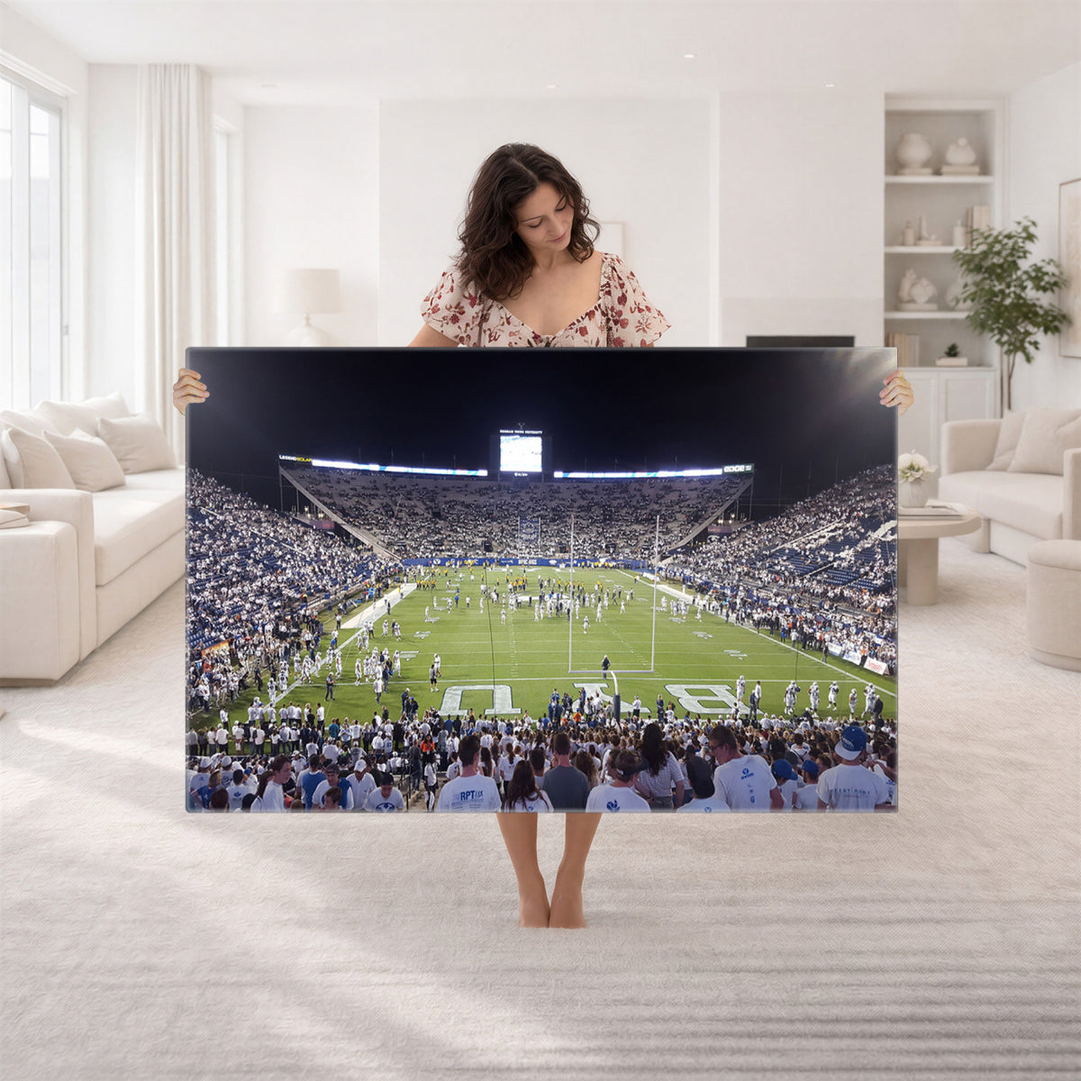 65036-MGV-CV-36X24 - Brigham Young University Cougars Football Print Canvas - Provo LaVell Edwards Stadium Wall Art