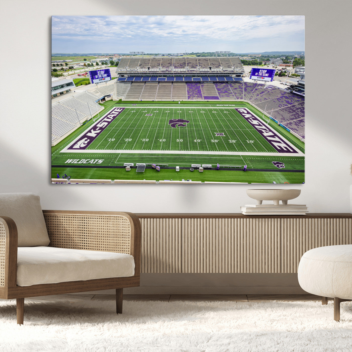 MGV-CV-36X24 - KState Wildcats Football Team Print - Manhattan Bill Snyder Family Football Stadium Wall Art Canvas