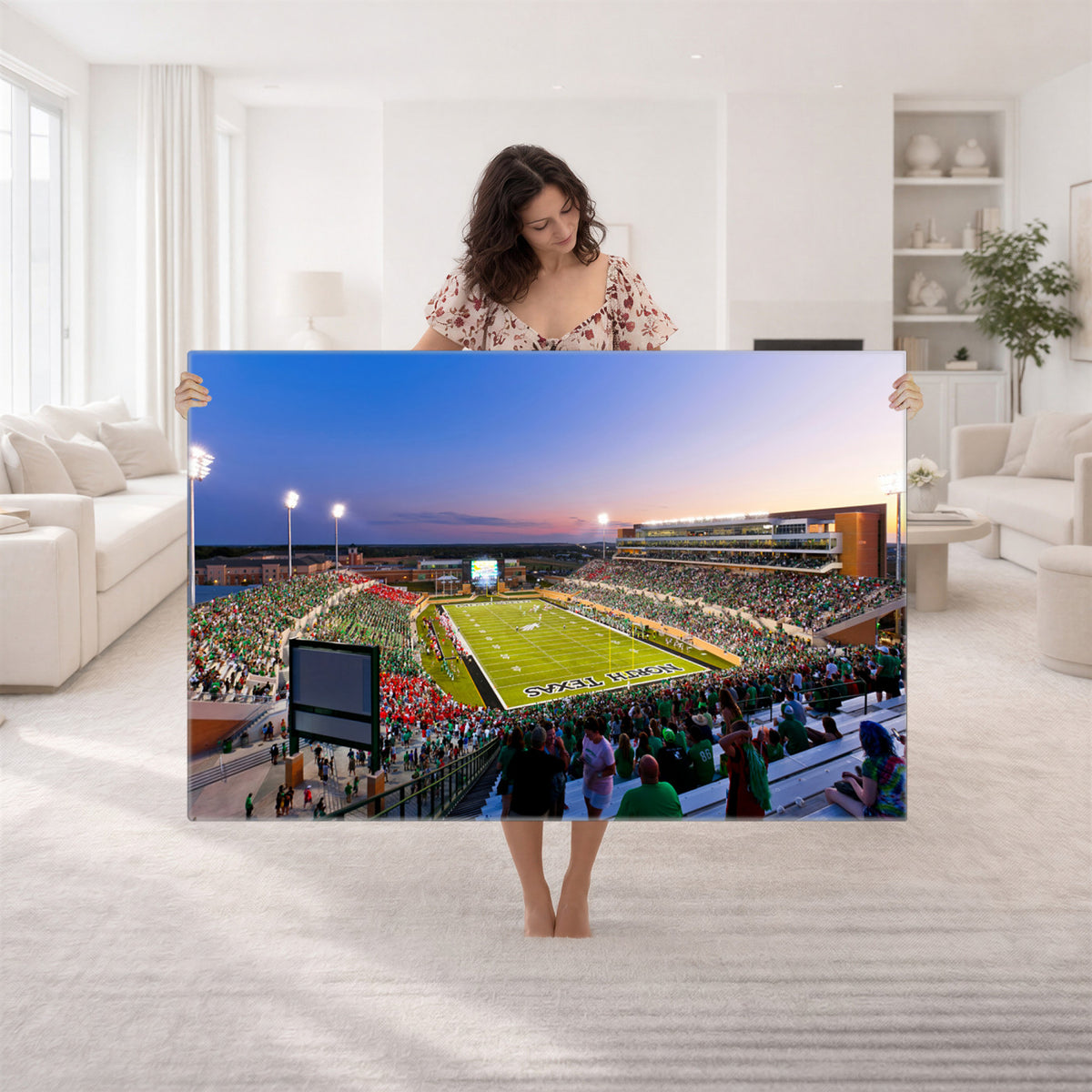 25916-MGV-CV-36X24 - University of North Texas Mean Green Football Team Print - Denton DATCU Stadium Canvas Print Wall