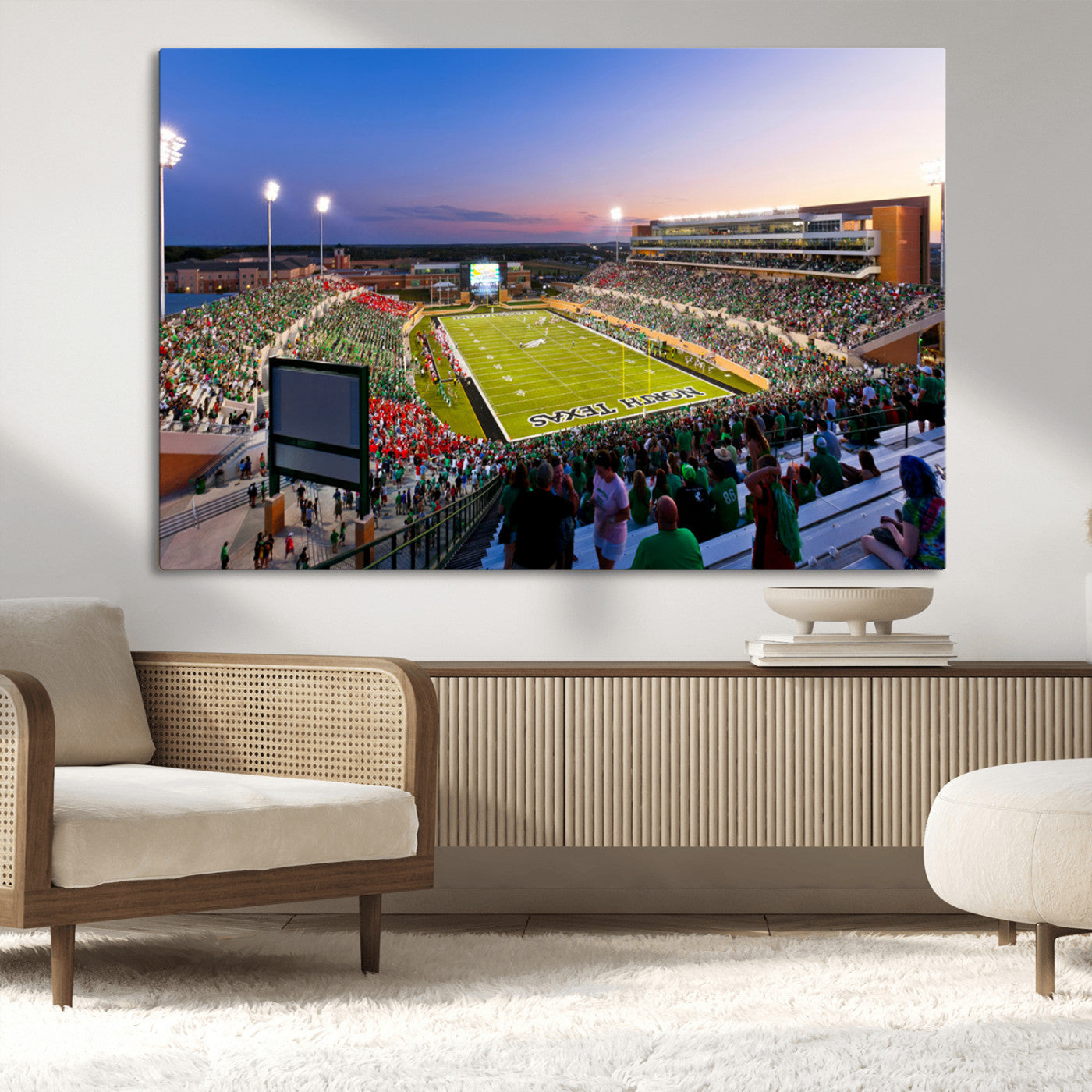 MGV-CV-36X24 - University of North Texas Mean Green Football Team Print - Denton DATCU Stadium Wall Art Canvas