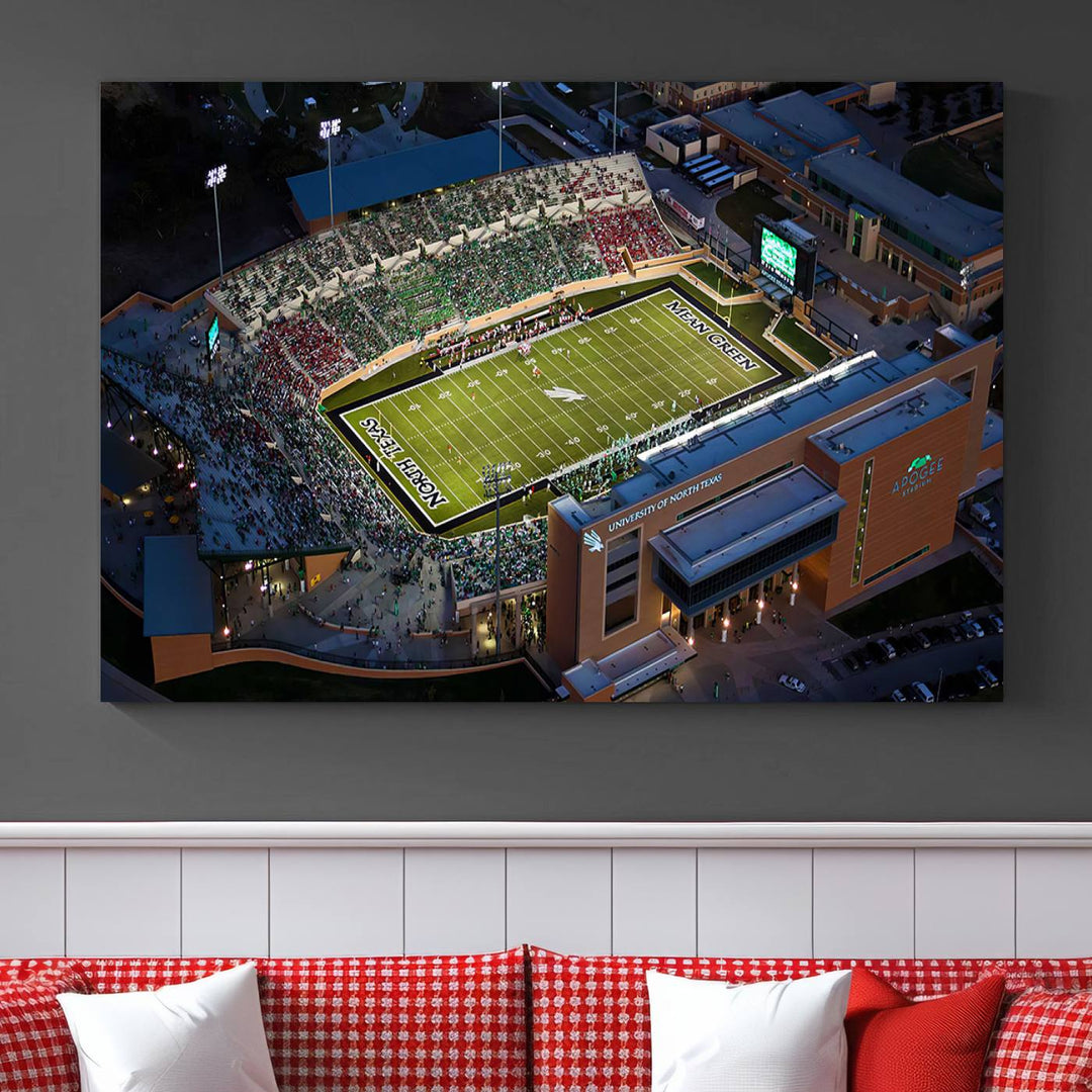 University of North Texas Mean Green Football Team Print - Denton DATCU Stadium Wall Art Canvas Print