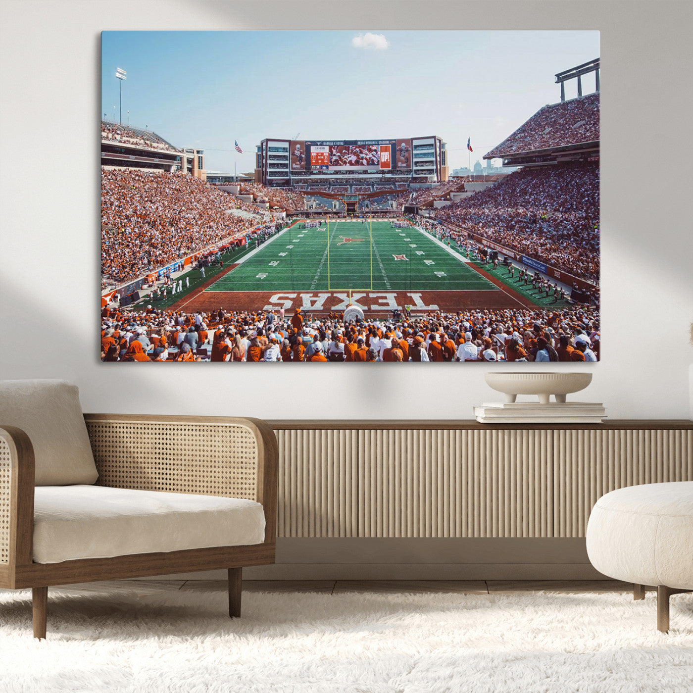 MGV-CV-36X24 - Framed Texas Memorial Stadium Canvas, University of Texas Longhorns Football Team Print - Austin