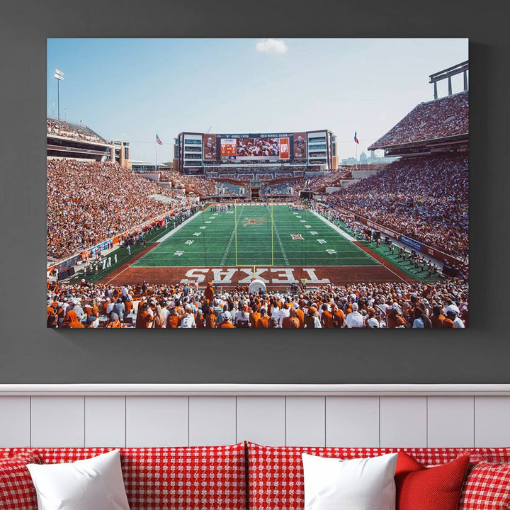 University of Texas Longhorns Football Team Print - Austin Darrell K Royal-Texas Memorial Stadium at Campbell-Williams Field Wall Art Canvas Print