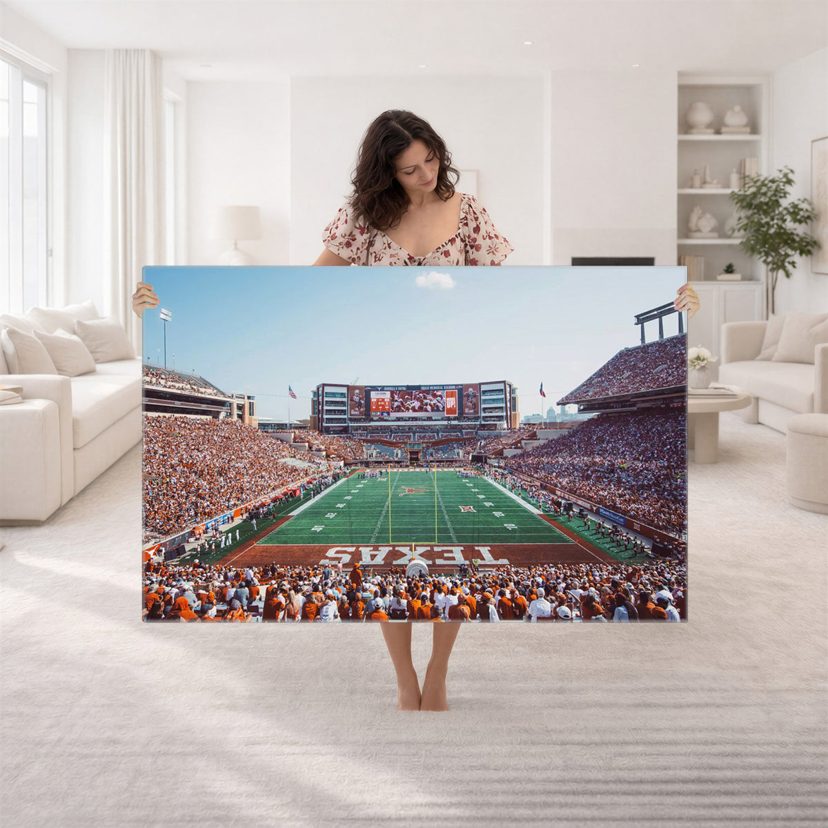 14826-MGV-CV-36X24 - Framed Texas Memorial Stadium Canvas, University of Texas Longhorns Football Team Print - Austin