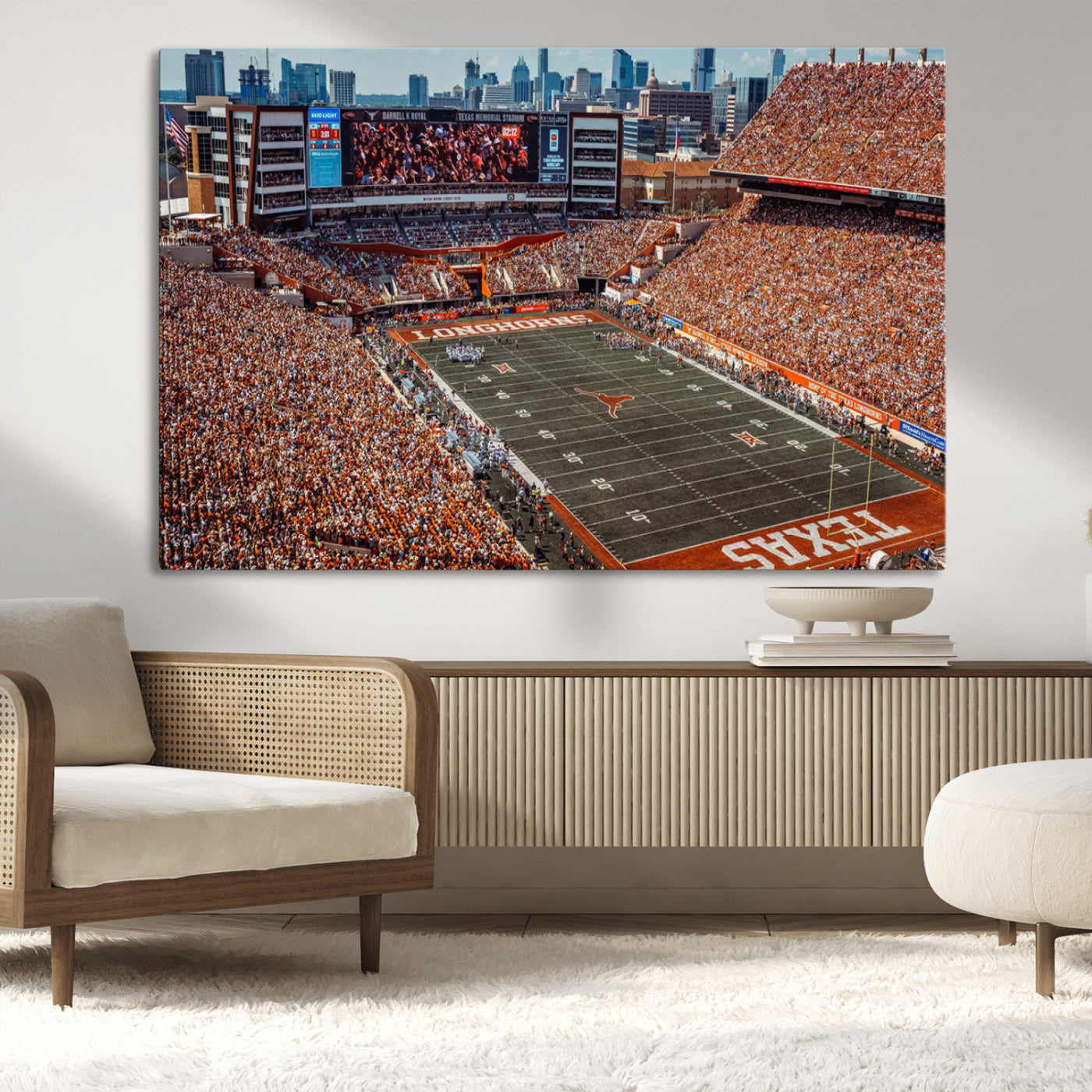 MGV-CV-36X24 - University of Texas Longhorns Football Team Print - Austin Darrell K Royal-Texas Memorial Stadium