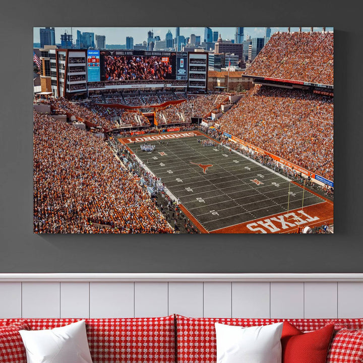 University of Texas Longhorns Football Team Print - Austin Darrell K Royal-Texas Memorial Stadium Wall Art Canvas Print