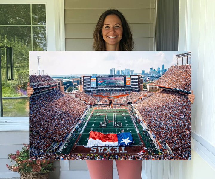 University of Texas Longhorns Football Team Canvas Print - Austin Darrell K Royal-Texas Memorial Stadium Wall Art Canvas Print