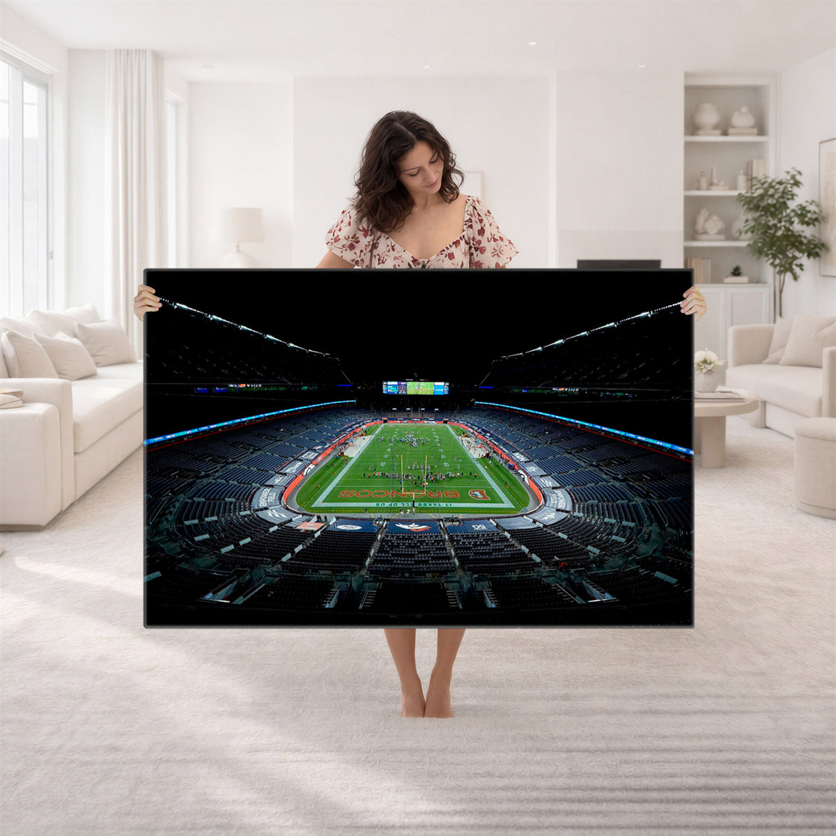 14797-MGV-CV-36X24 - Denver Broncos Football Team Print Canvas- Denver Empower Field at Mile High Stadium Wall Art Canvas