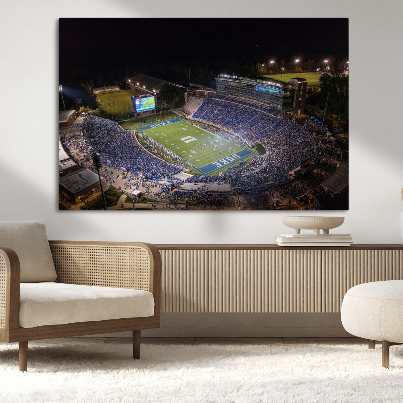 MGV-CV-36X24 - Duke University Blue Devils Football Print Canvas - Durham Wallace Wade Stadium Wall Art Canvas