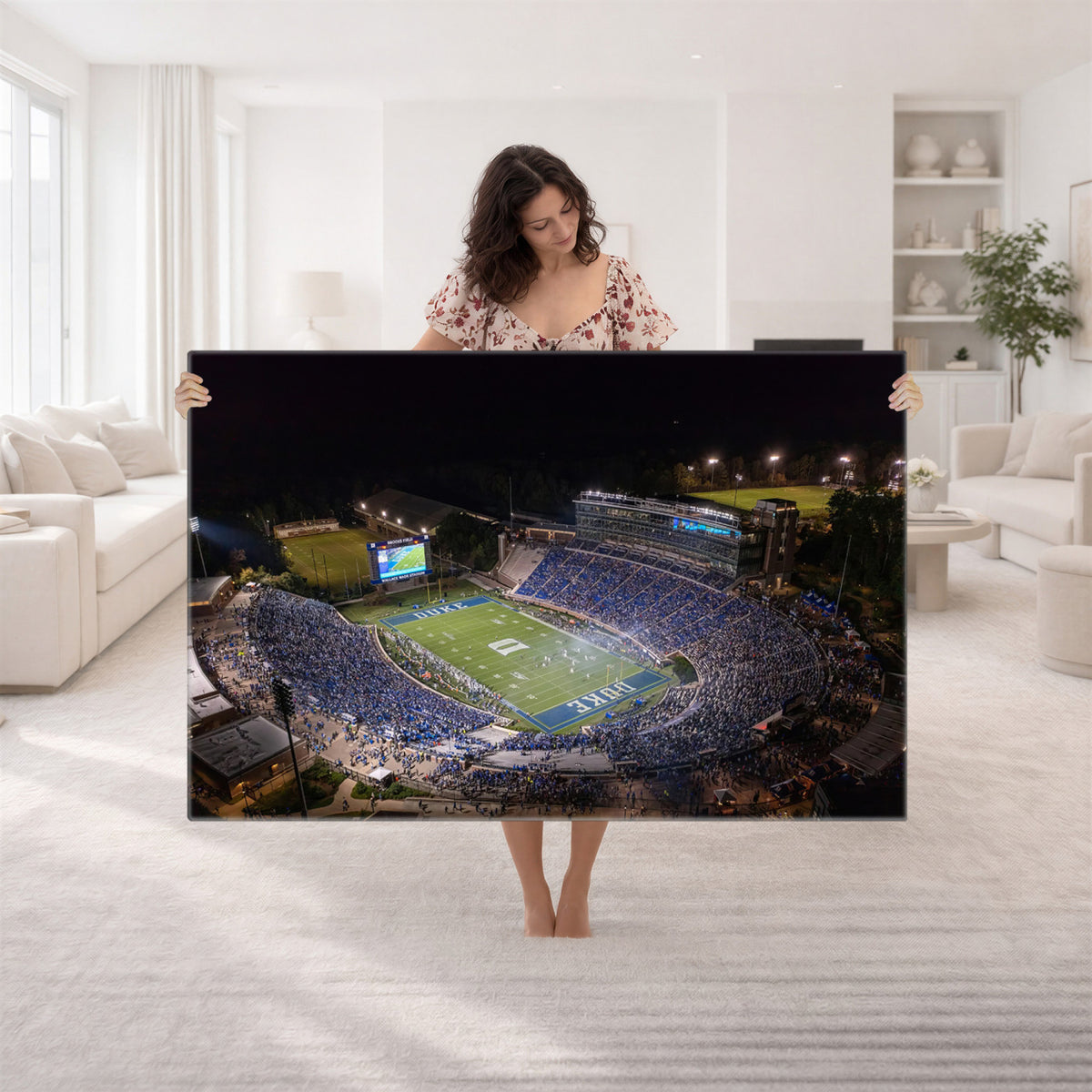 42347-MGV-CV-36X24 - Duke University Blue Devils Football Print Canvas - Durham Wallace Wade Stadium Wall Art Canvas