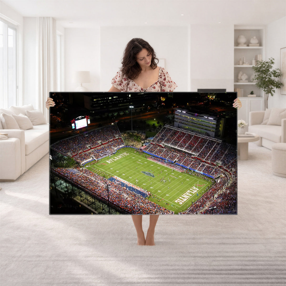 12682-MGV-CV-36X24 - Florida Atlantic University Owls Canvas Print, Football Team Print - Boca Raton FAU Stadium Wall Art