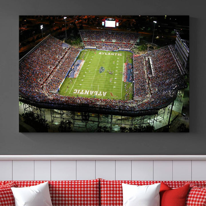 Florida Atlantic University Owls Football Team Print - Boca Raton FAU Stadium Wall Art Canvas Print