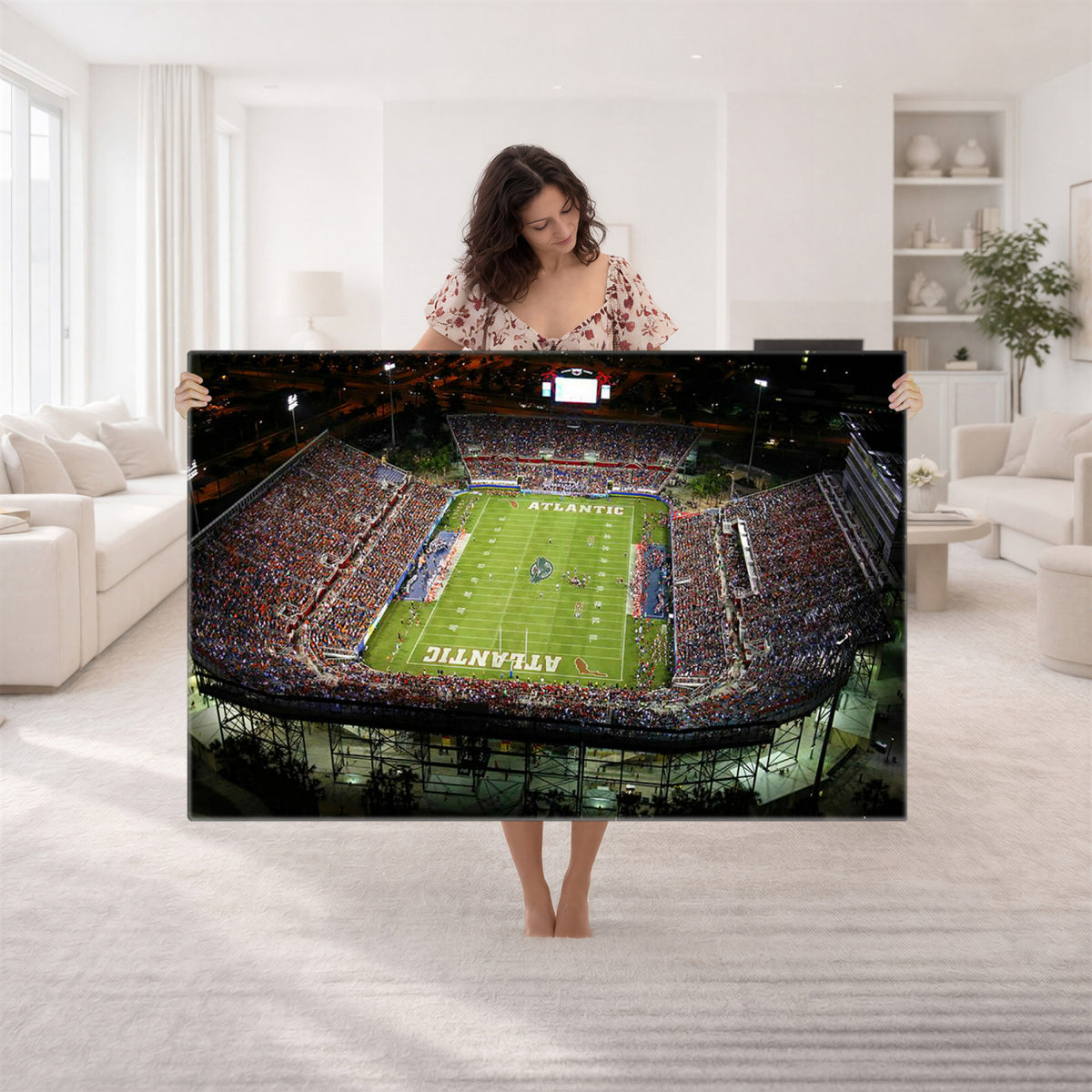 72354-MGV-CV-36X24 - Florida Atlantic University Owls Football Team Print - Boca Raton FAU Stadium Wall Art Canvas Print