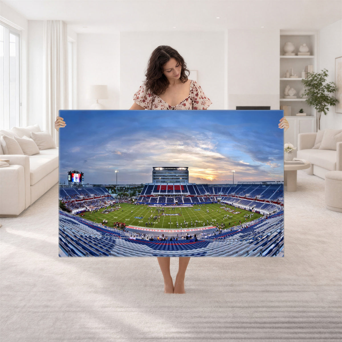 69559-MGV-CV-36X24 - Florida Atlantic University Owls Football Team Print - Boca Raton FAU Stadium Wall Art Canvas Print