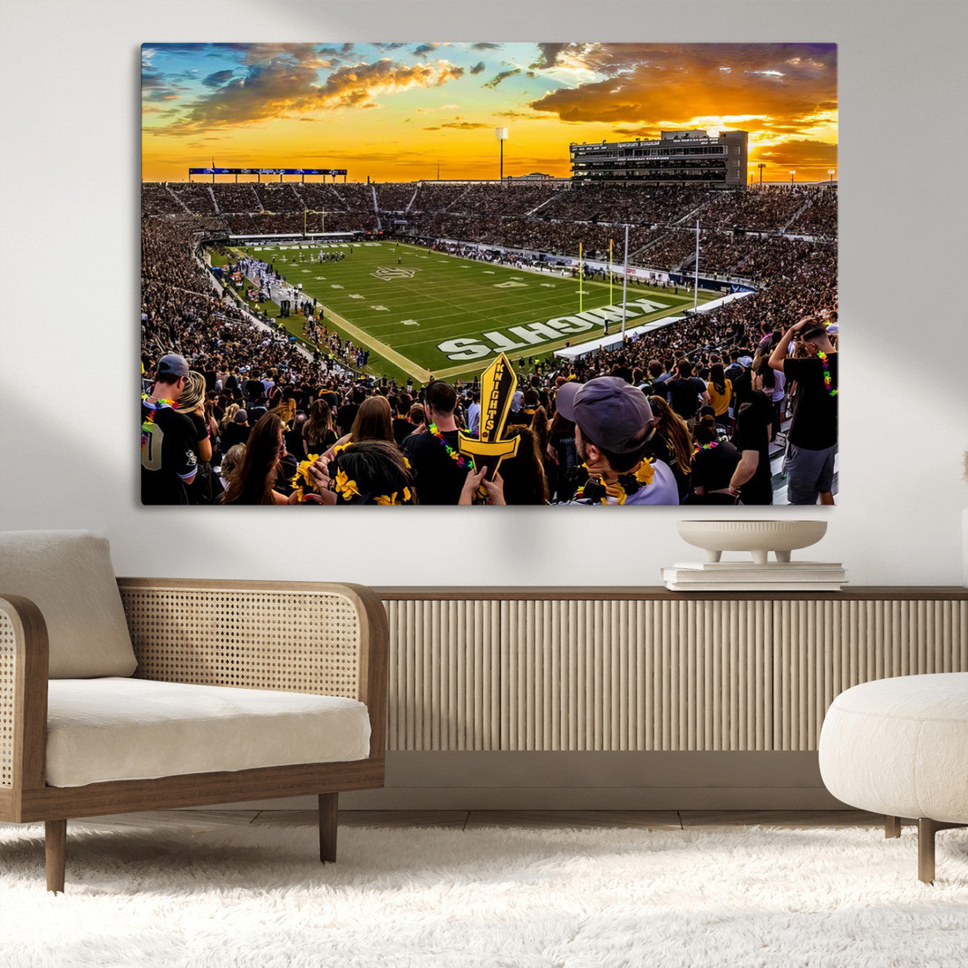 MGV-CV-36X24 - UCF Knights Football Team Print - Orlando FBC Mortgage Stadium, UCF Knights Wall Art Canvas Print