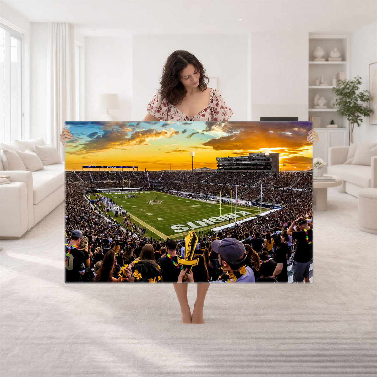 66803-MGV-CV-36X24 - UCF Knights Football Team Print - Orlando FBC Mortgage Stadium, UCF Knights Wall Art Canvas Print