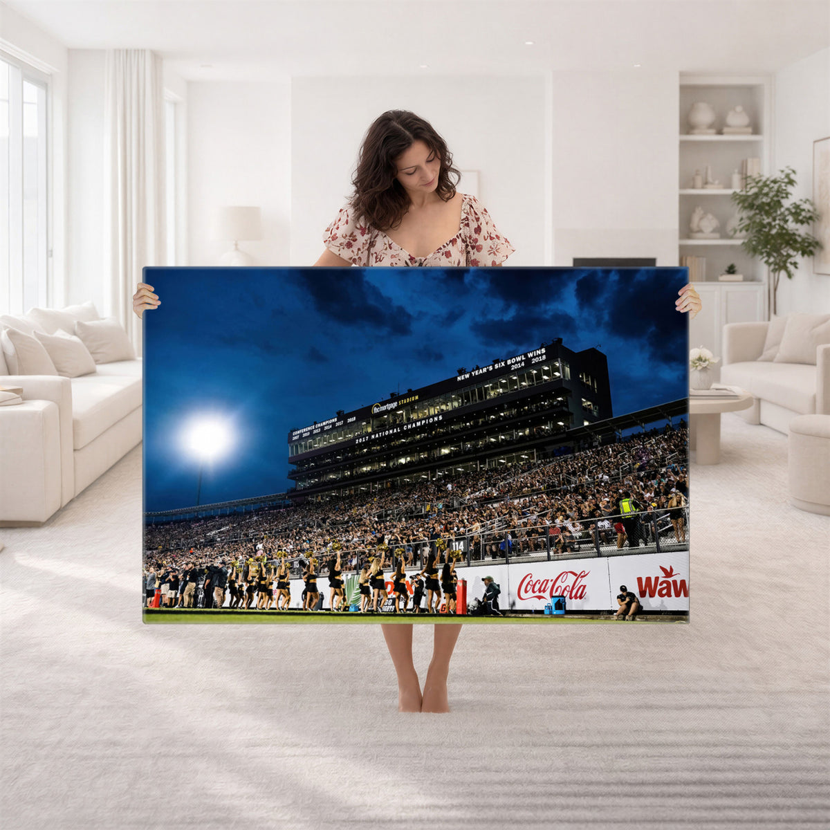 40217-MGV-CV-36X24 - UCF Knights Football Team Print - Orlando FBC Mortgage Stadium Wall Art Canvas Print