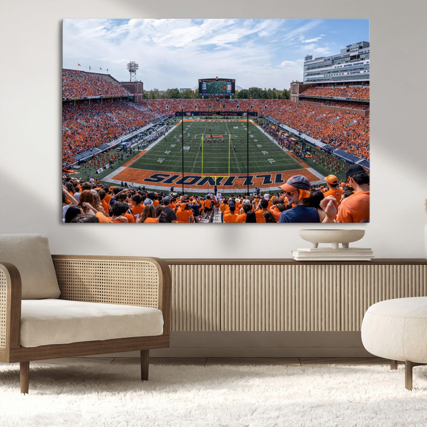 MGV-CV-36X24 - University of Illinois Fighting Illini Football Team Print Canvas - Champaign Illinois Memorial