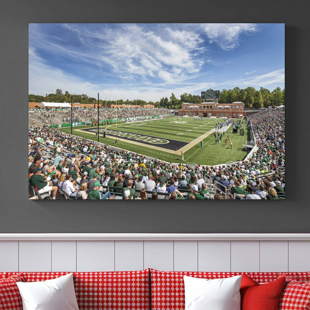 University of Charlotte 49ers Football Team Print - Charlotte Jerry Richardson Stadium Wall Art Canvas Print