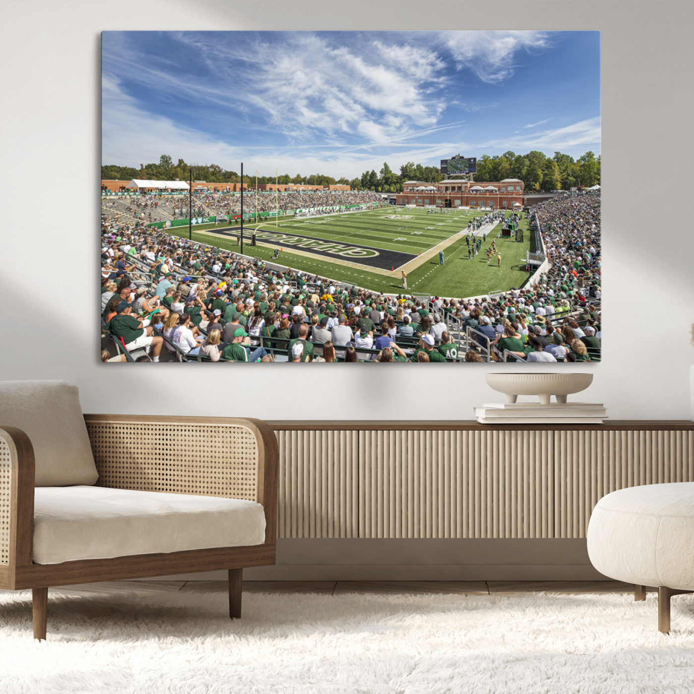 MGV-CV-36X24 - University of Charlotte 49ers Football Team Print - Charlotte Jerry Richardson Stadium Canvas Print