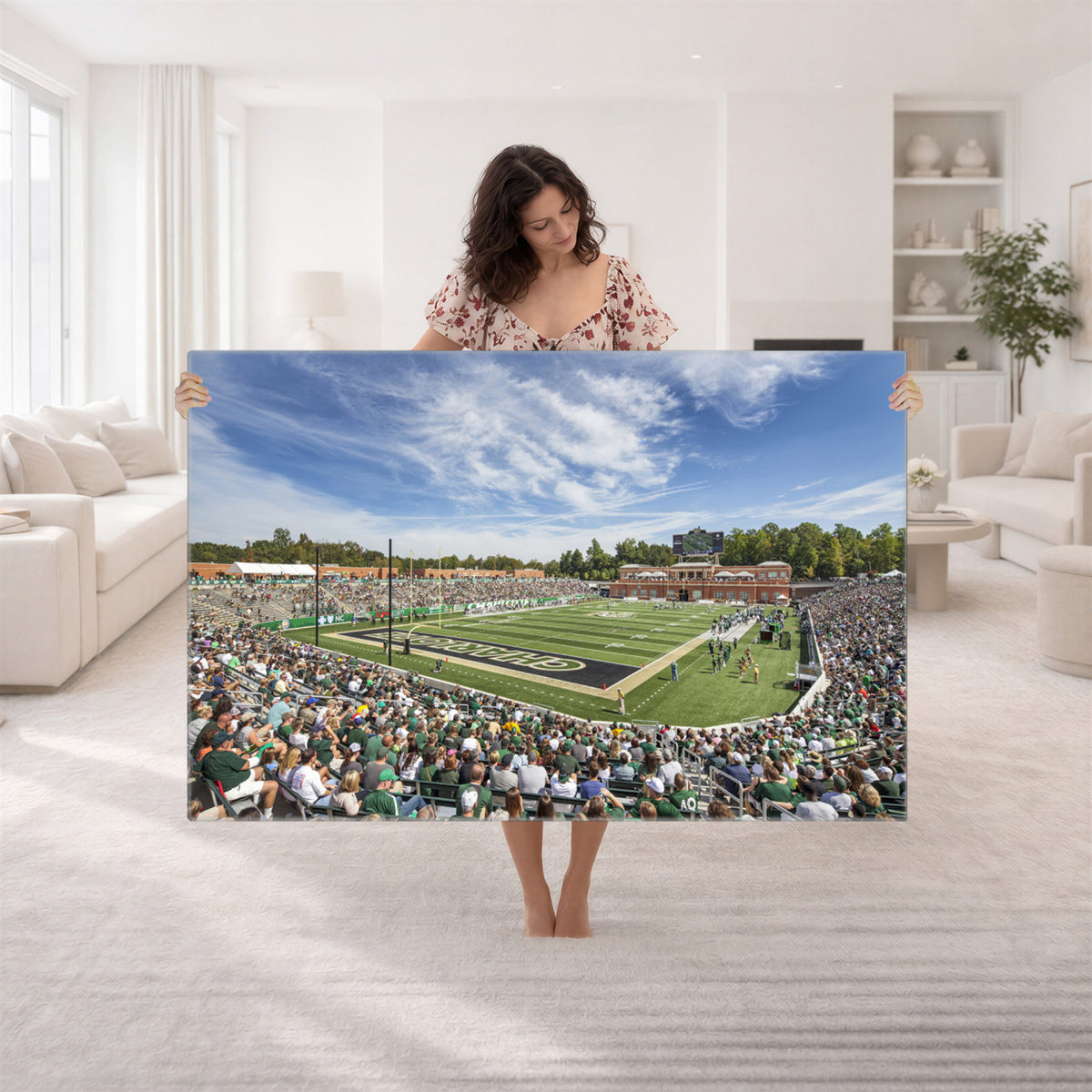 67799-MGV-CV-36X24 - University of Charlotte 49ers Football Team Print - Charlotte Jerry Richardson Stadium Canvas Print