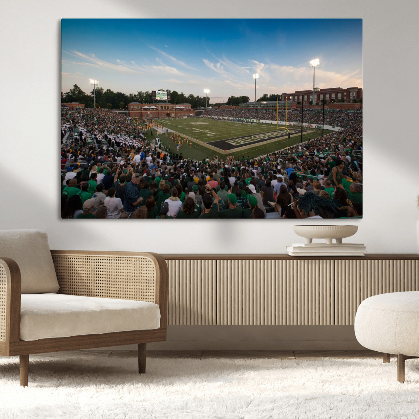 MGV-CV-36X24 - University of Charlotte 49ers Football Team Print - Charlotte Jerry Richardson Stadium Wall Art