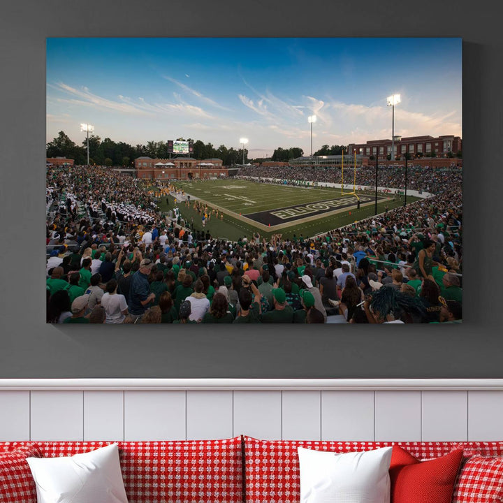 University of Charlotte 49ers Football Team Print - Charlotte Jerry Richardson Stadium Wall Art Canvas Print