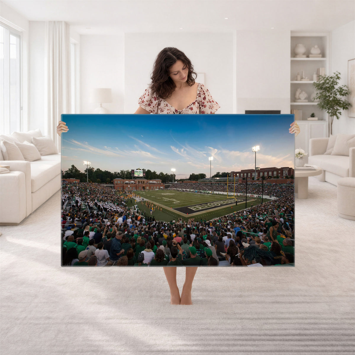 12290-MGV-CV-36X24 - University of Charlotte 49ers Football Team Print - Charlotte Jerry Richardson Stadium Wall Art