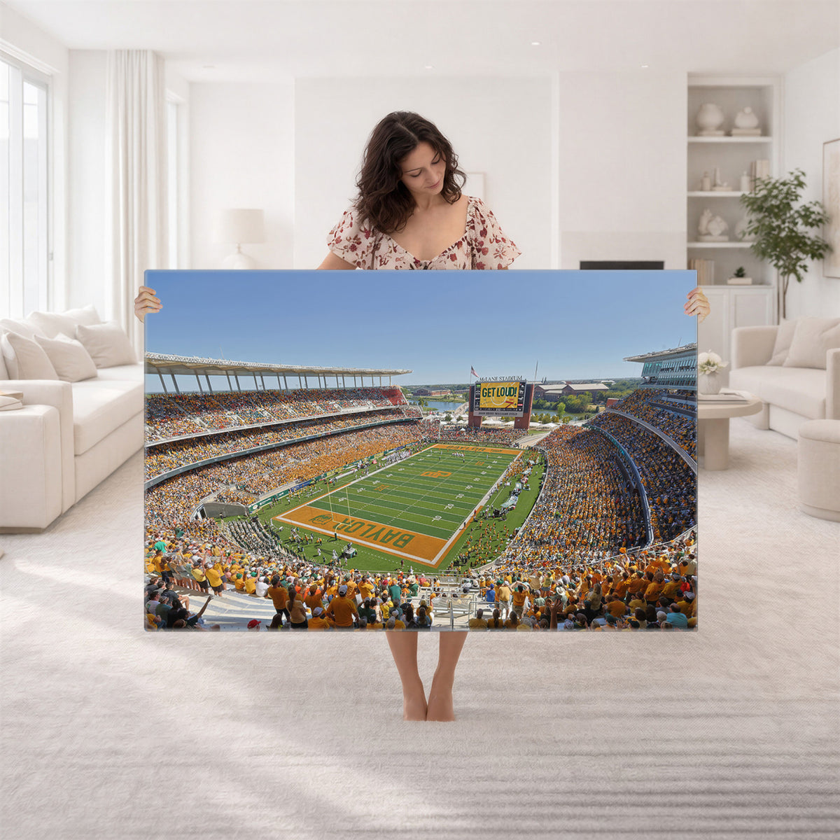 49912-MGV-CV-36X24 - Baylor University Bears Football Team Print - Waco McLane Stadium Wall Art Canvas Print