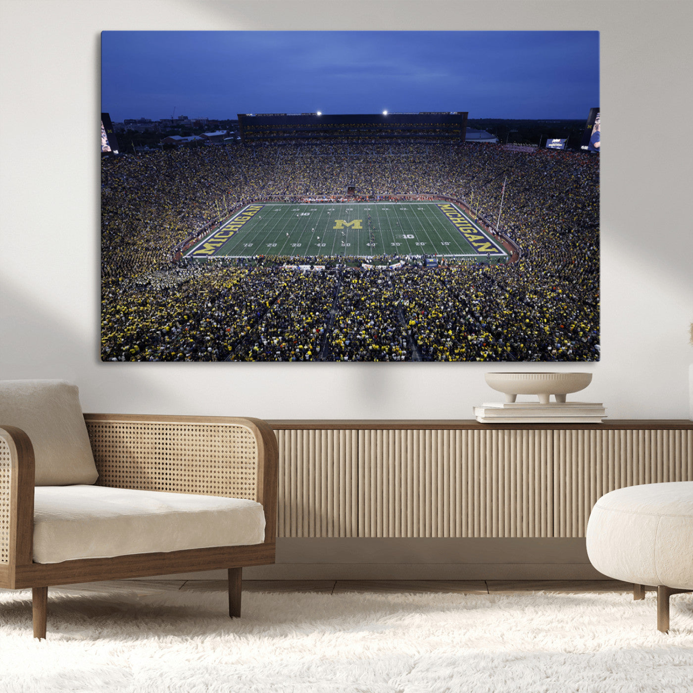 MGV-CV-36X24 - University of Michigan Wolverines Football Team Print - Ann Arbor Michigan Stadium Wall Art Canvas