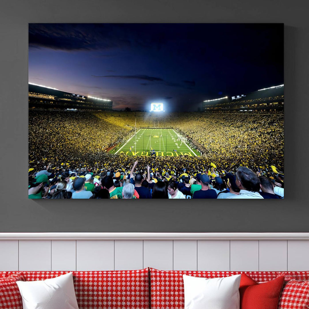 University of Michigan Wolverines Football Team Print - Ann Arbor Michigan Stadium Wall Art Canvas Print