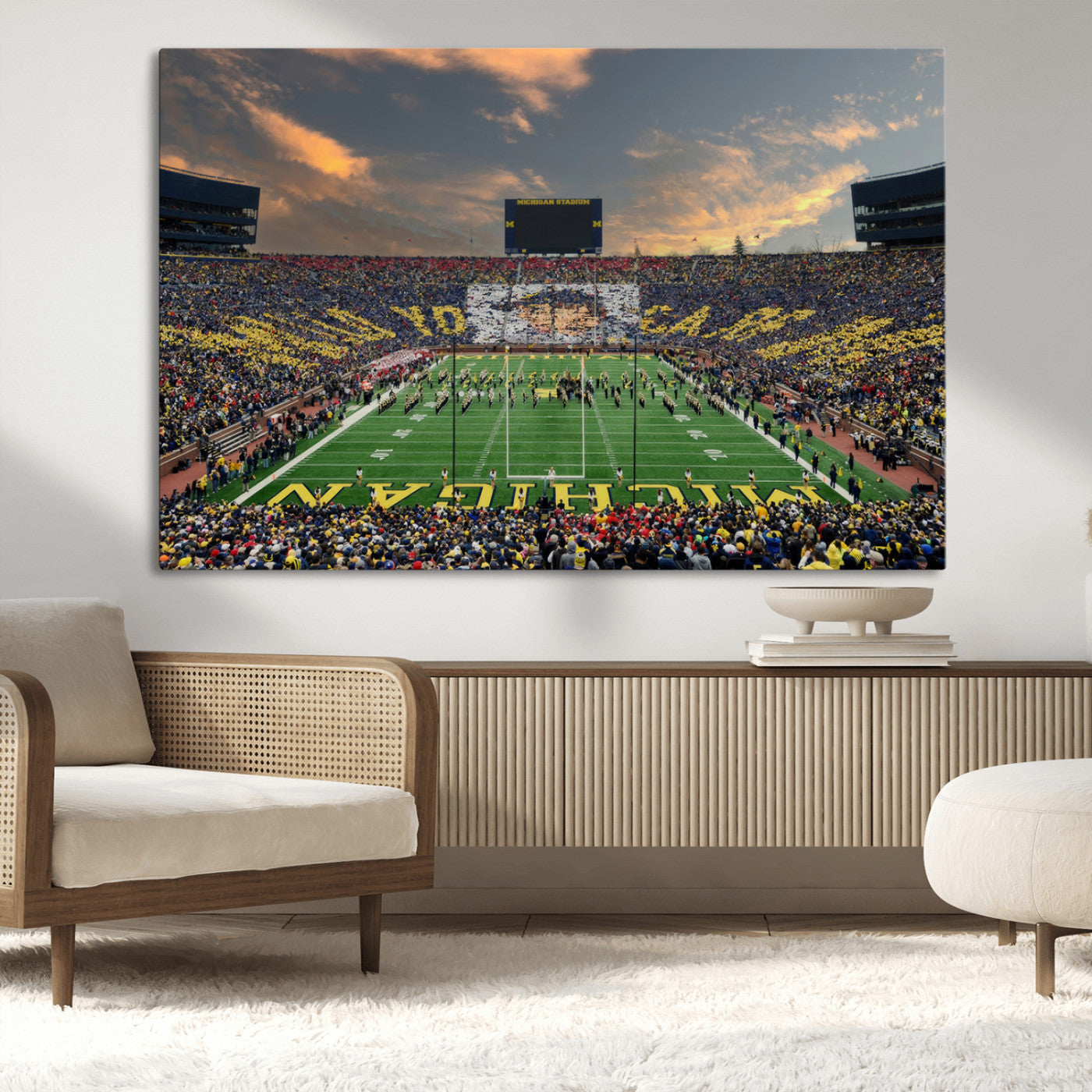 MGV-CV-36X24 - University of Michigan Wolverines Print Canvas, Football Team Print - Ann Arbor Michigan Stadium
