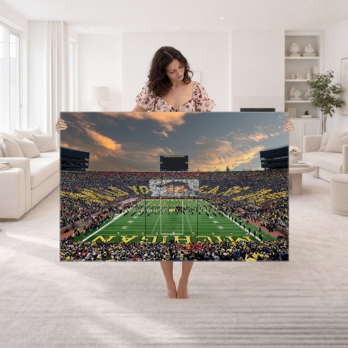 81843-MGV-CV-36X24 - University of Michigan Wolverines Print Canvas, Football Team Print - Ann Arbor Michigan Stadium