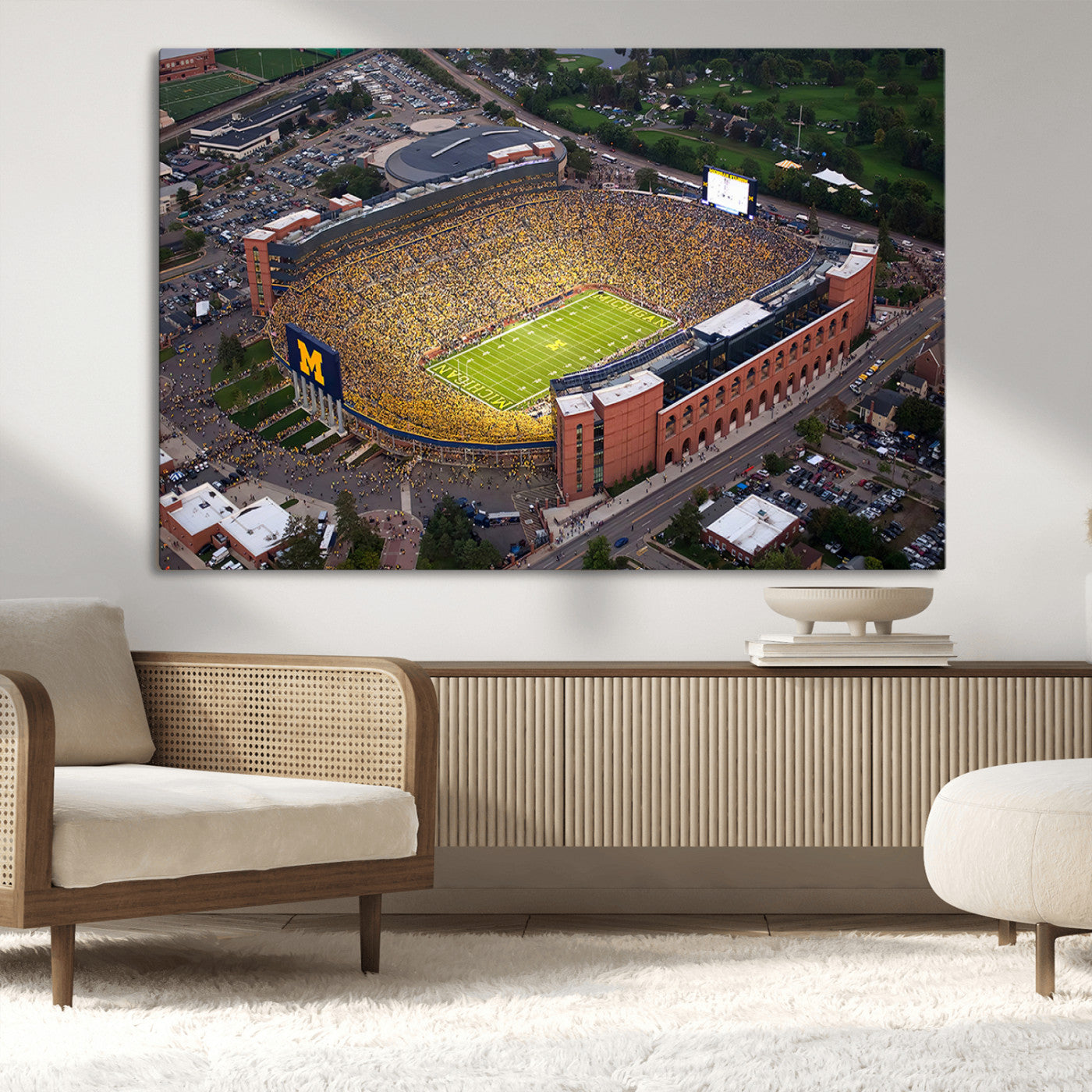 MGV-CV-36X24 - University of Michigan Wolverines Football Team Print - Ann Arbor Michigan Stadium Wall Art Canvas