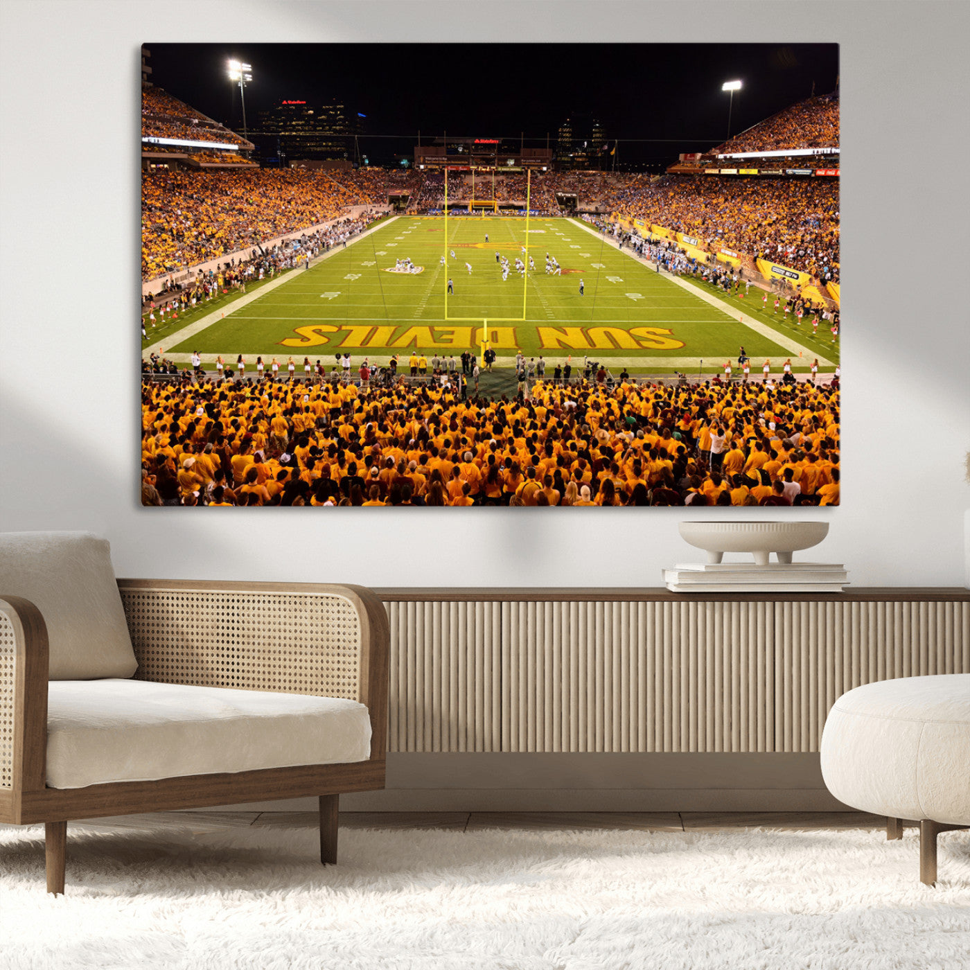 MGV-CV-36X24 - ASU Sun Devils Football Team Print - Phoenix Mountain America Stadium Wall Art Canvas Print