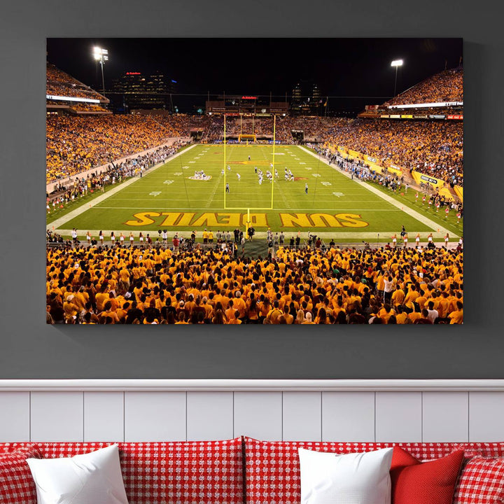 ASU Sun Devils Football Team Print - Phoenix Mountain America Stadium Wall Art Canvas Print