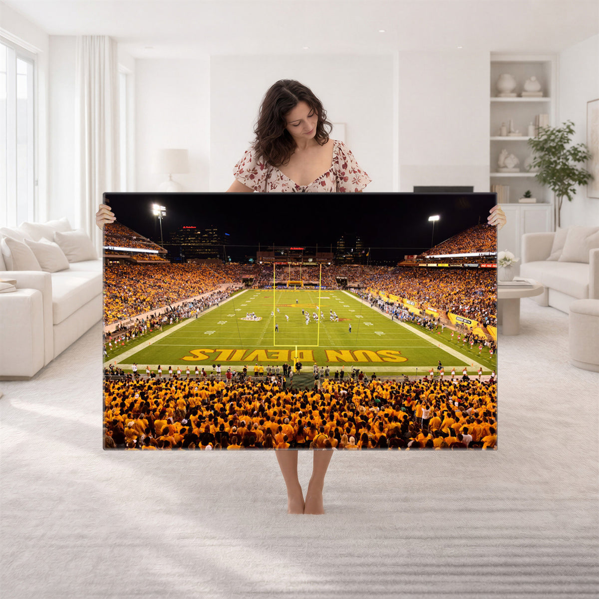 21588-MGV-CV-36X24 - ASU Sun Devils Football Team Print - Phoenix Mountain America Stadium Wall Art Canvas Print