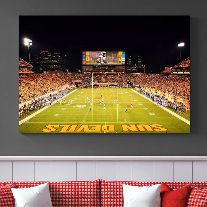 ASU Sun Devils Football Team Print - Phoenix Mountain America Stadium Wall Art Canvas Print