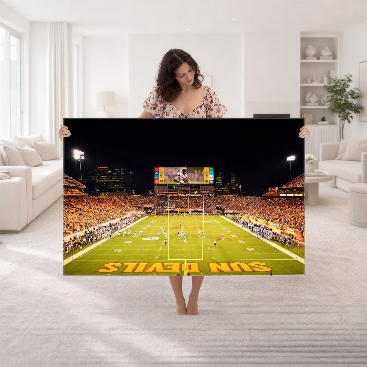 87612-MGV-CV-36X24 - ASU Sun Devils Football Team Print - Phoenix Mountain America Stadium Canvas Print