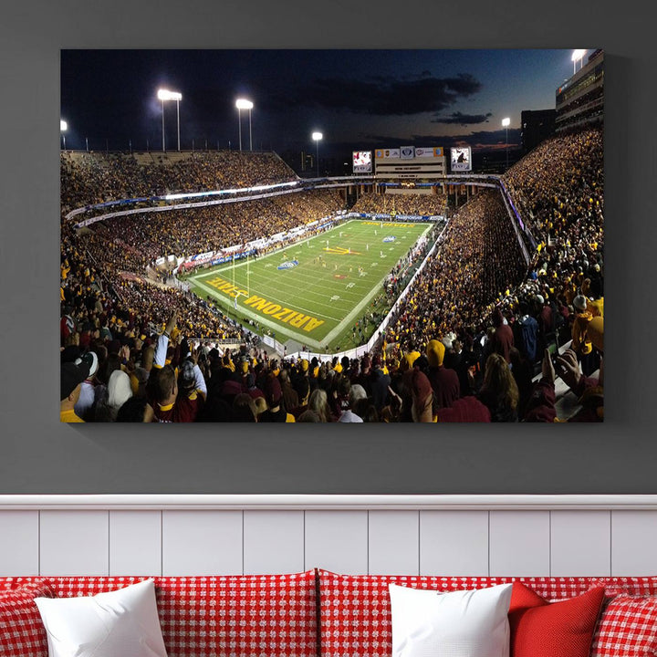 ASU Sun Devils Football Team Print - Phoenix Mountain America Stadium Wall Art Canvas Print