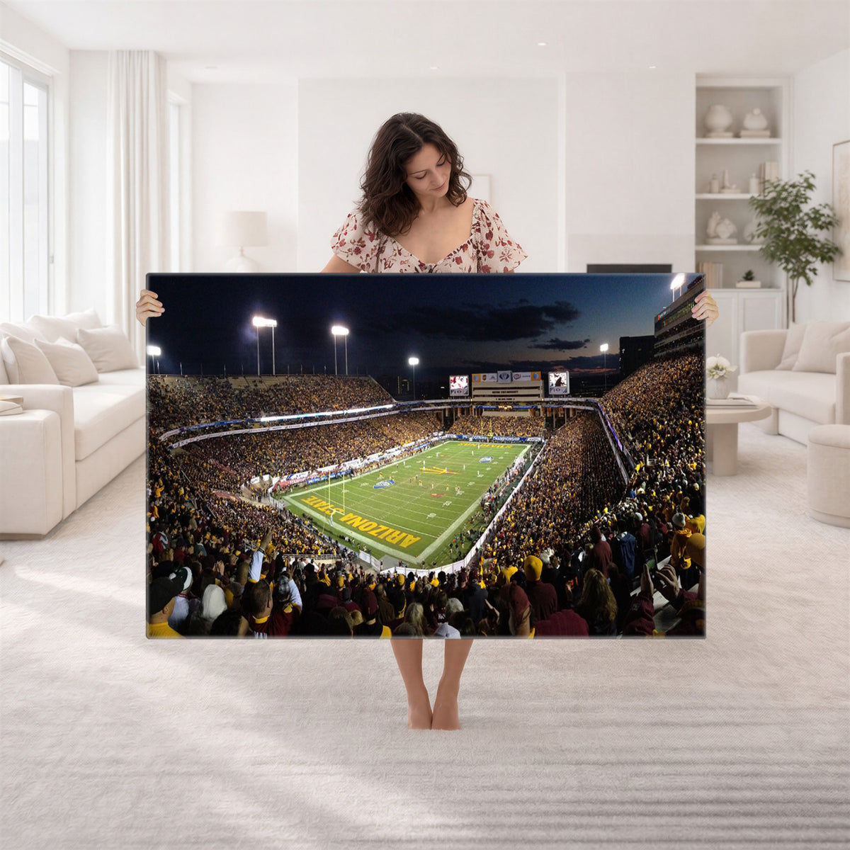 75716-MGV-CV-36X24 - ASU Sun Devils Football Team Print Canvas - Phoenix Mountain America Stadium Wall Art Canvas Print